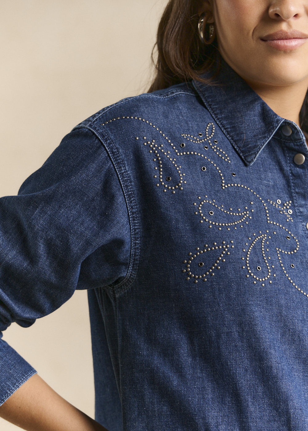 Denim shirt with studs - Sud Express - 4 - Sud Express