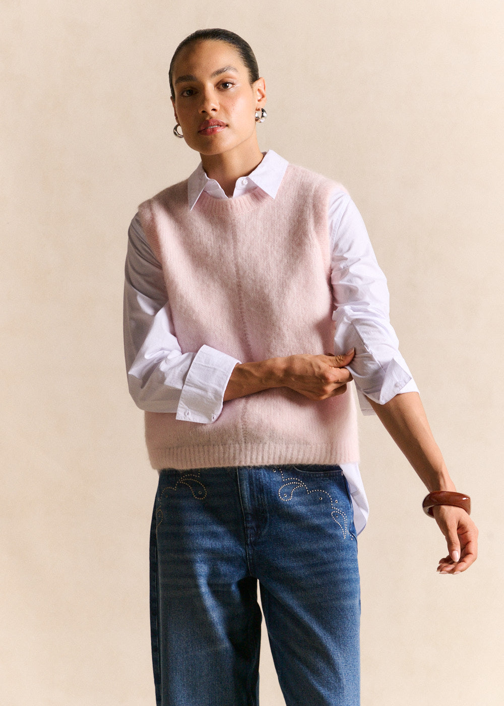 Sleeveless mohair knit vest, straight fit - Sud Express - 1 - Sud Express
