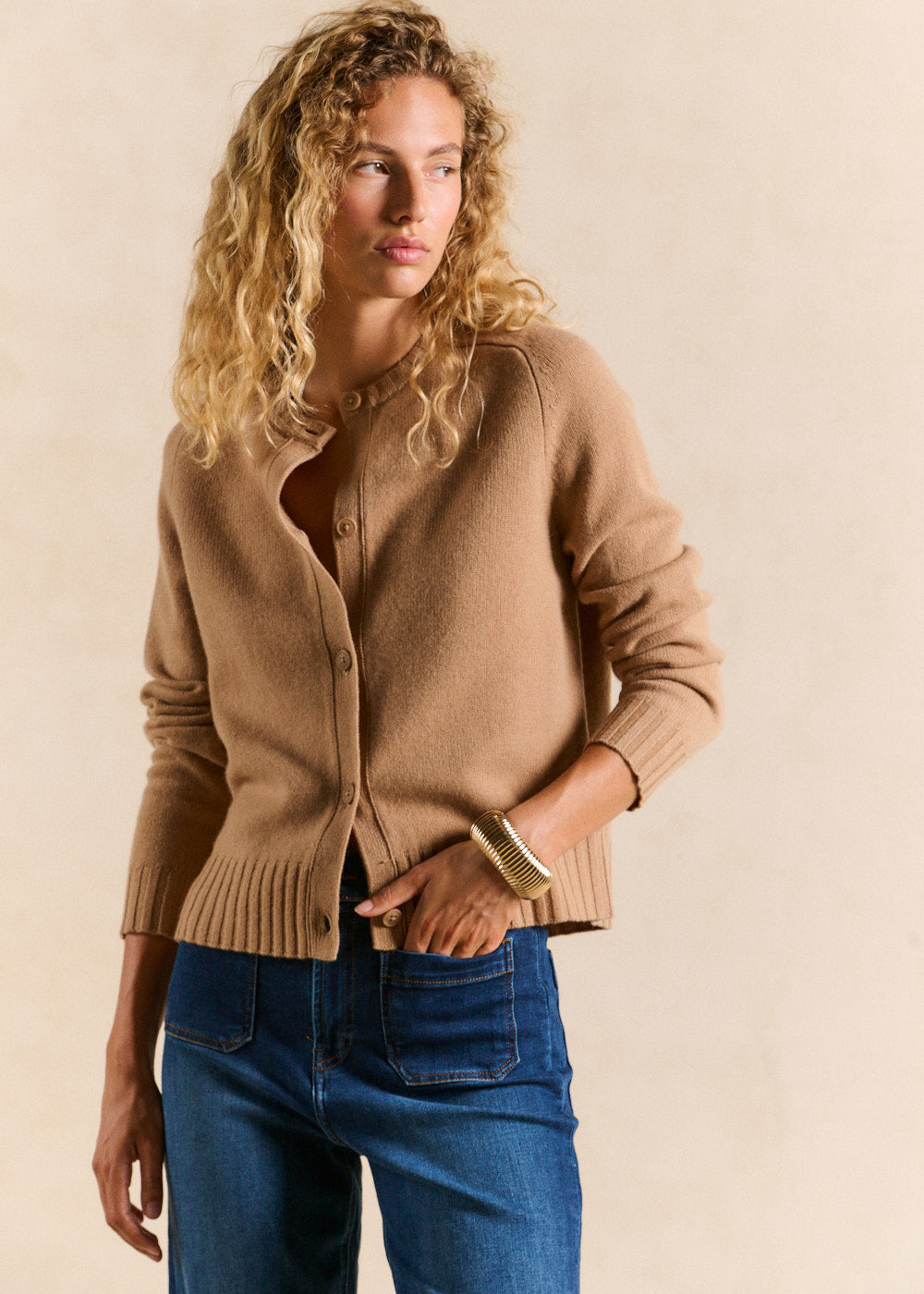 Round-neck wool cardigan - Sud Express - 1 - Sud Express