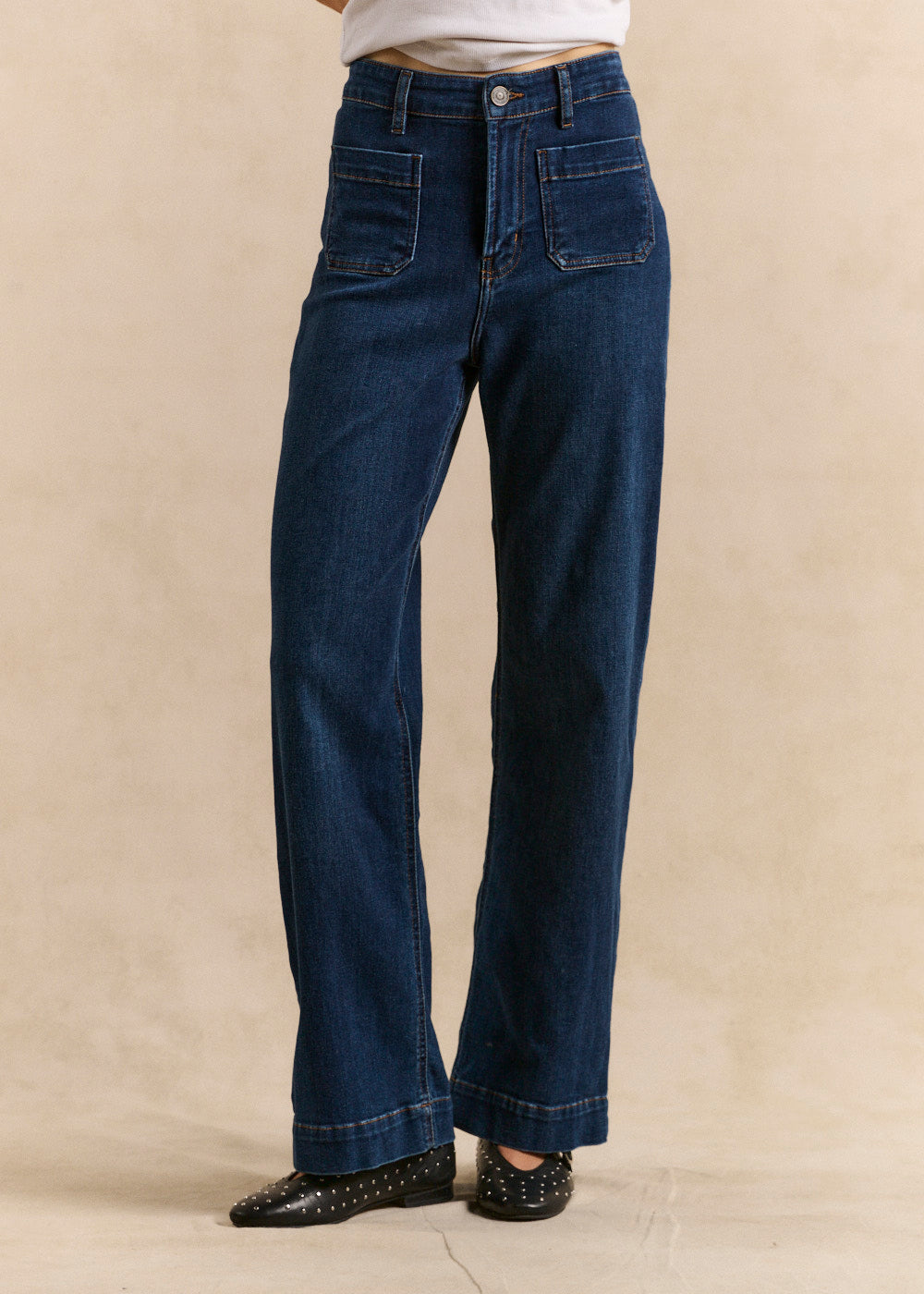 STACY  Wide-leg jeans with cuffs and high waist - 2 - Sud Express - Sud Express