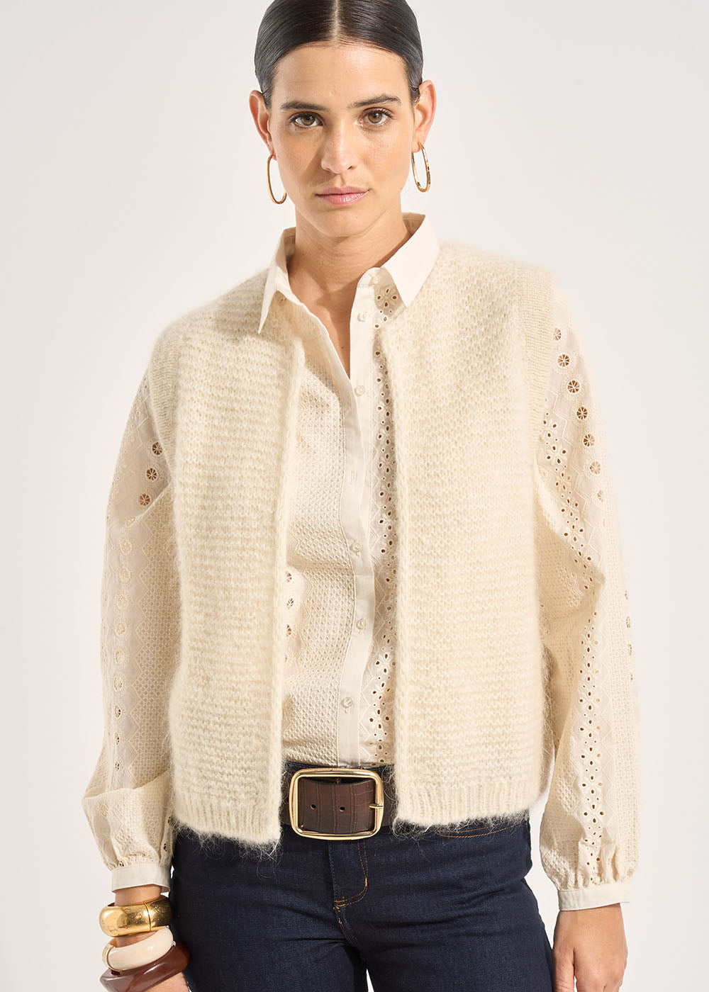 Cardigan sleeveless shorts in mohair - Sud Express - 1 - Sud Express