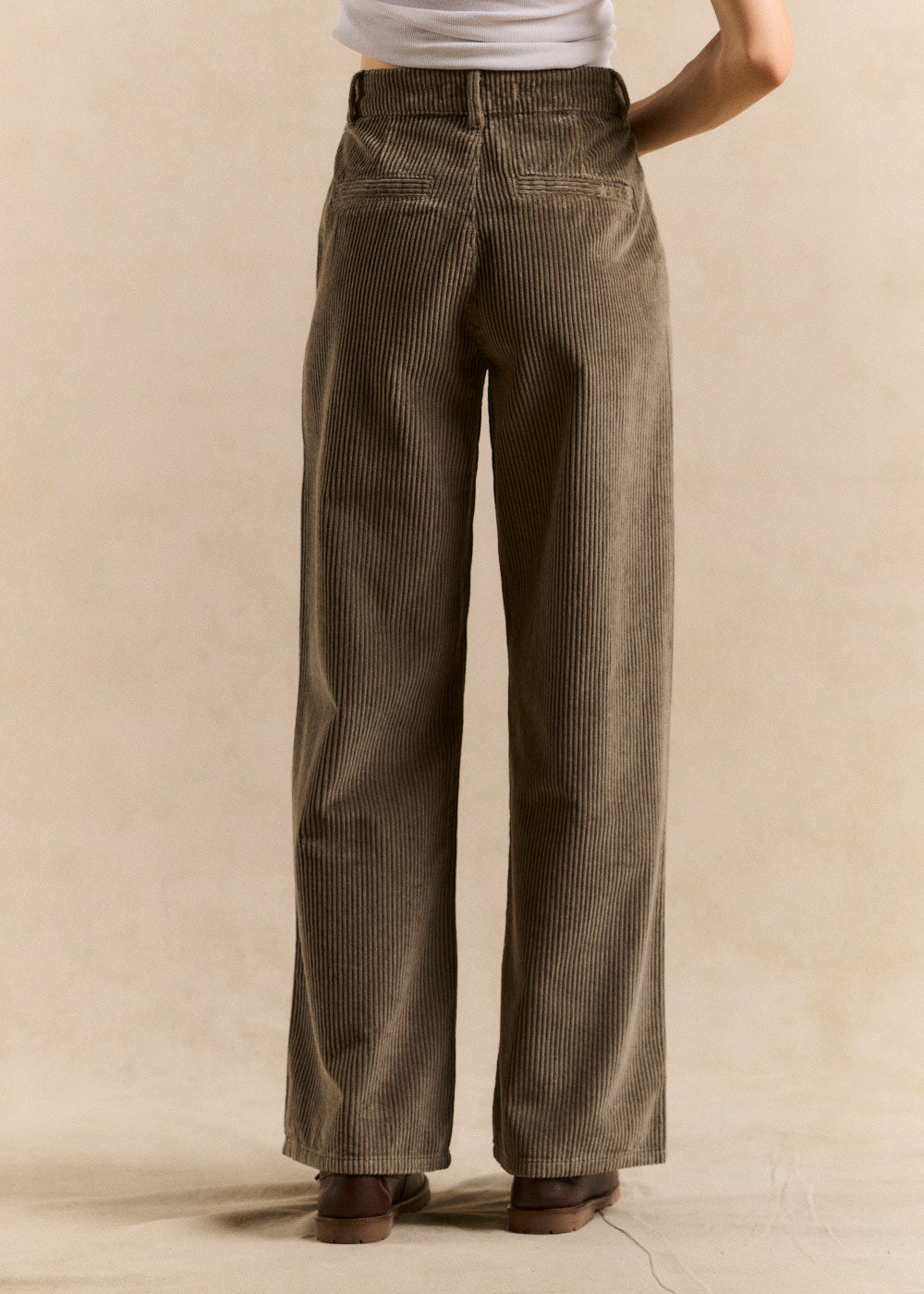 High-waisted cotton velvet wide-leg trousers - Sud Express - 3 - Sud Express