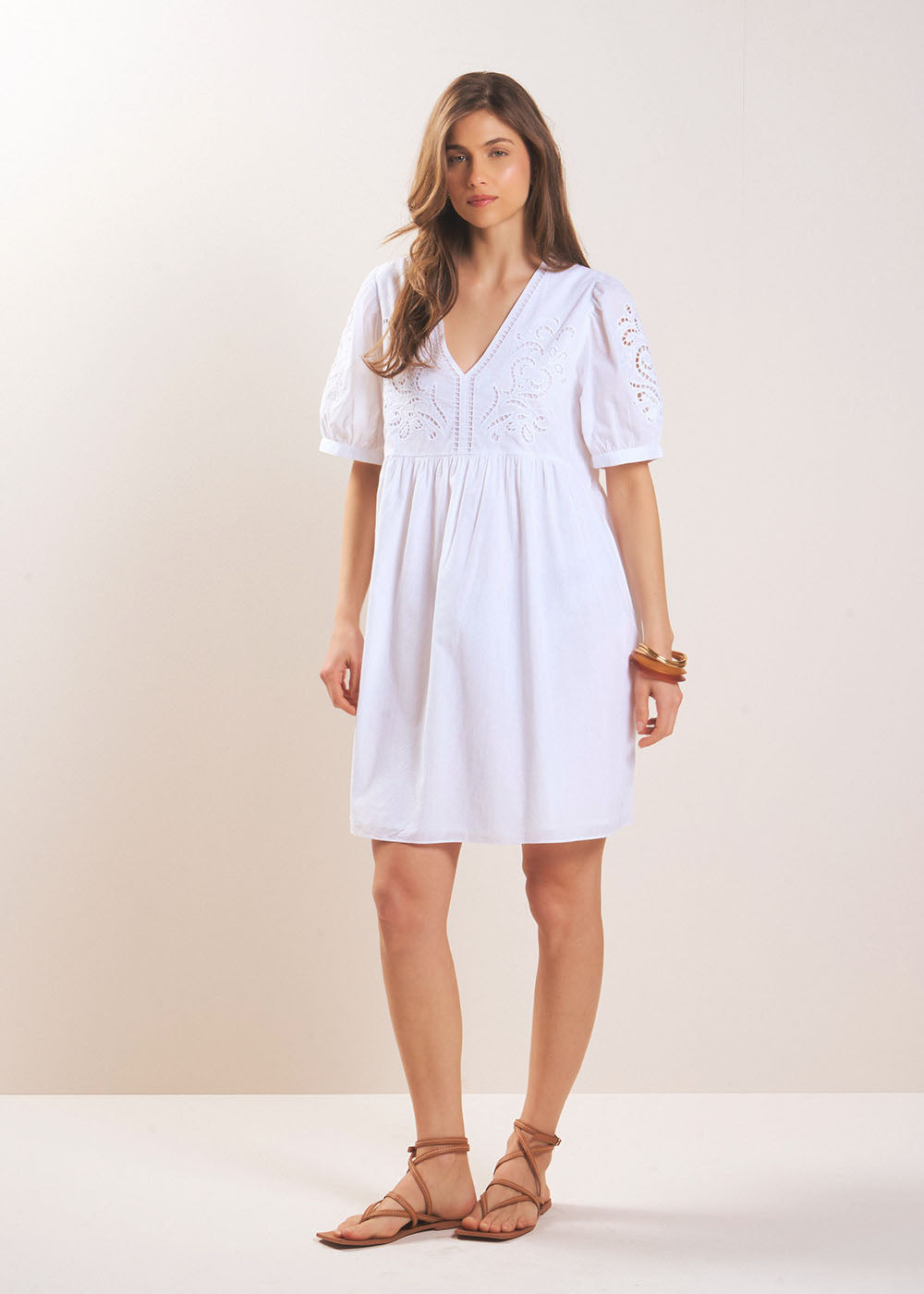 Short embroidered cotton dress - Sud Express - 5 - Sud Express