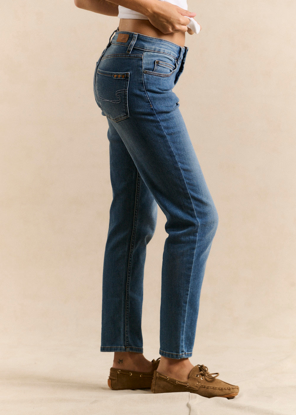 BEN MEDIUM STONE Five-pocket boyfriend jeans - 3 - Sud Express - Sud Express