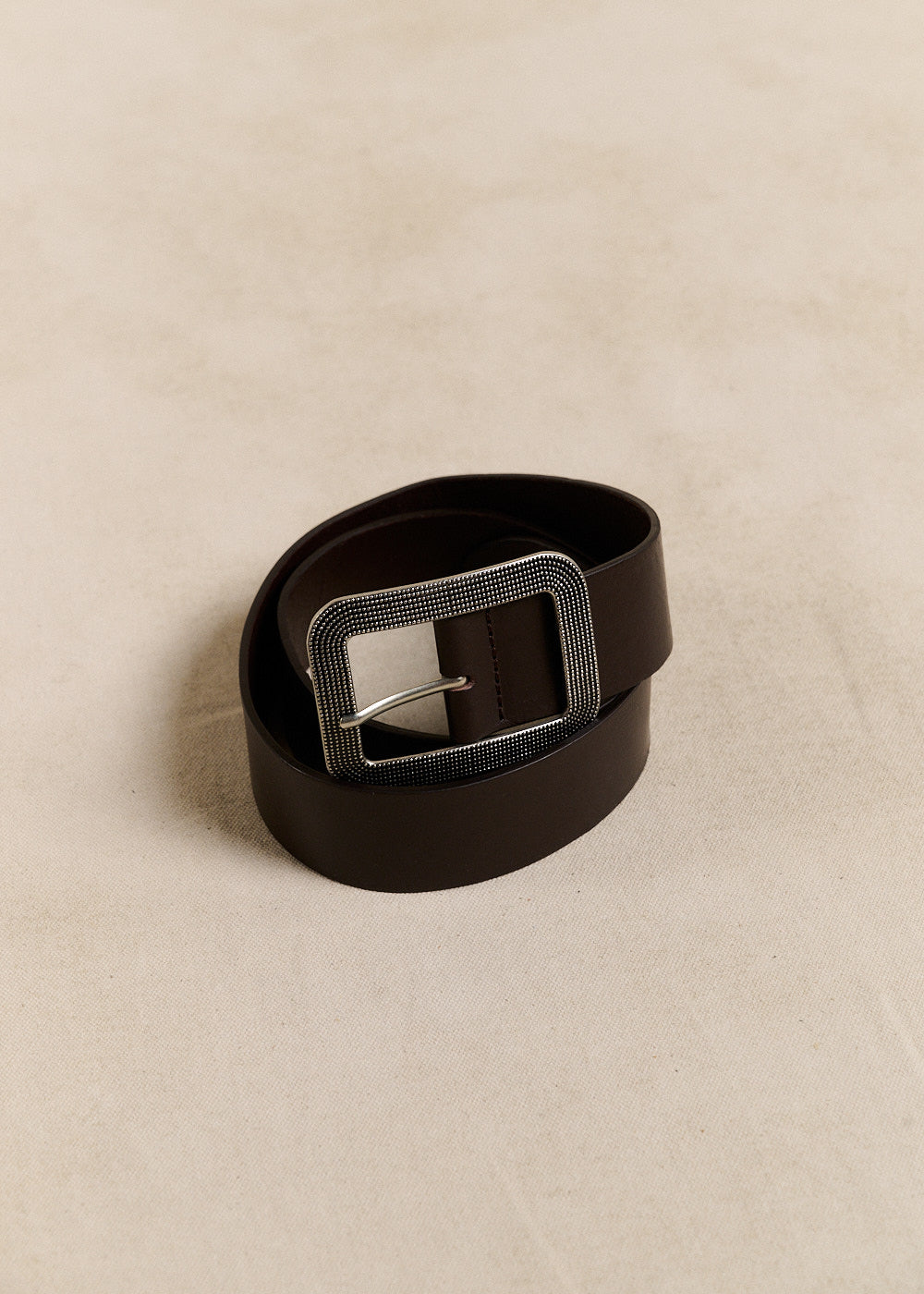Leather belt with a rectangular buckle - Sud Express - 1 - Sud Express