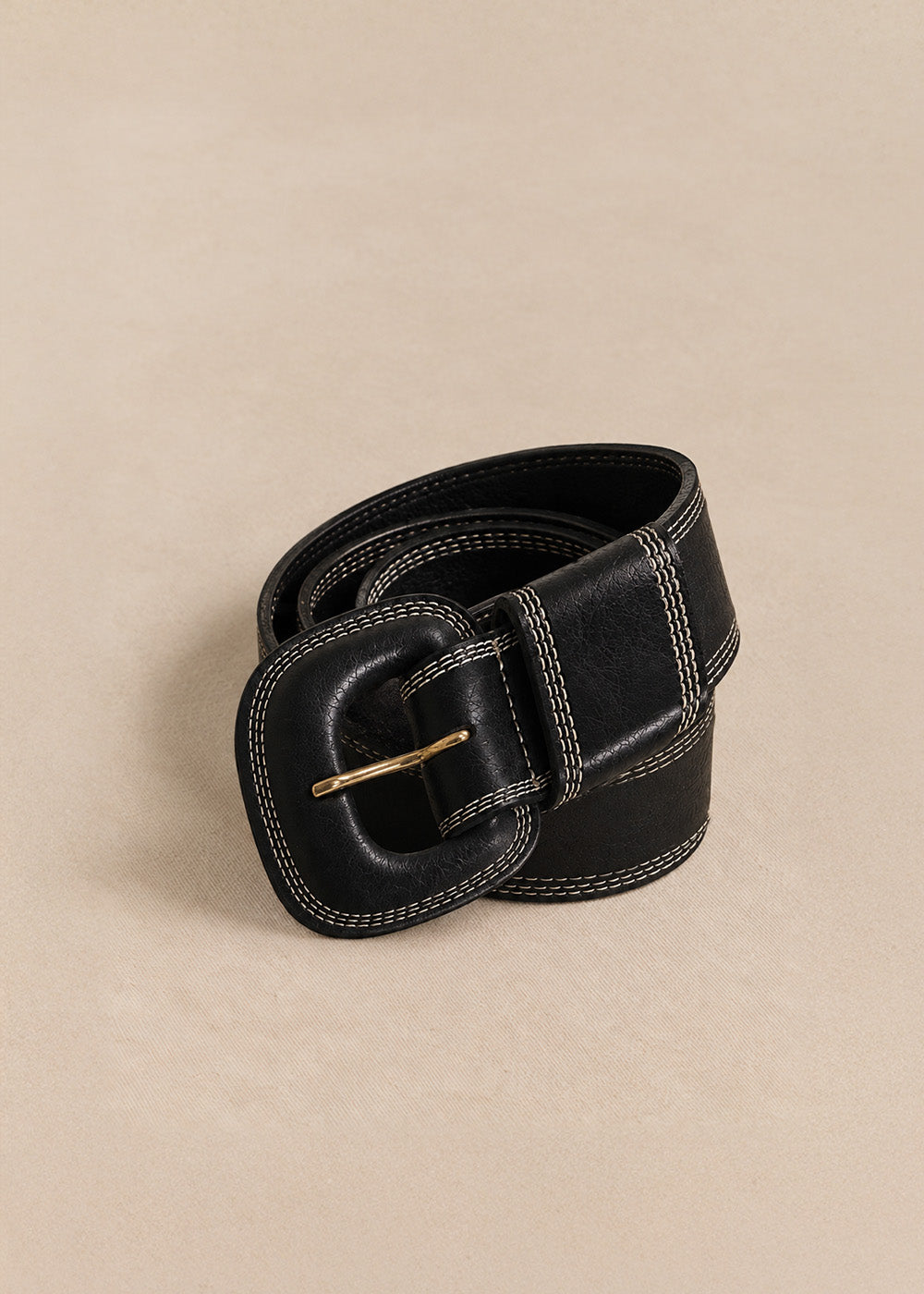 CHRISTIANE Wide leather belt with stitching details  - 1 - Sud Express - Sud Express