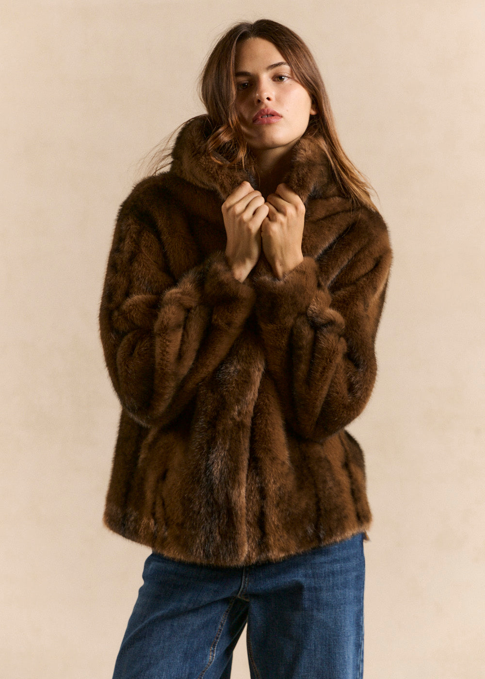 MYE Hooded faux fur coat - 1 - Sud Express - Sud Express