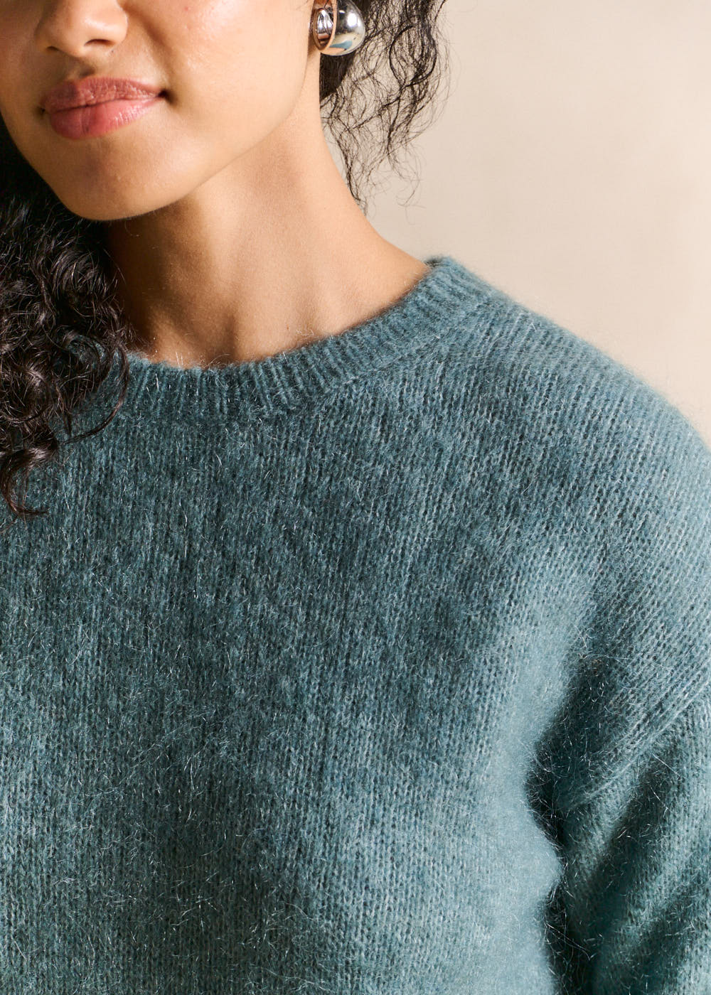 Round-neck mohair jumper with long sleeves - Sud Express - 2 - Sud Express