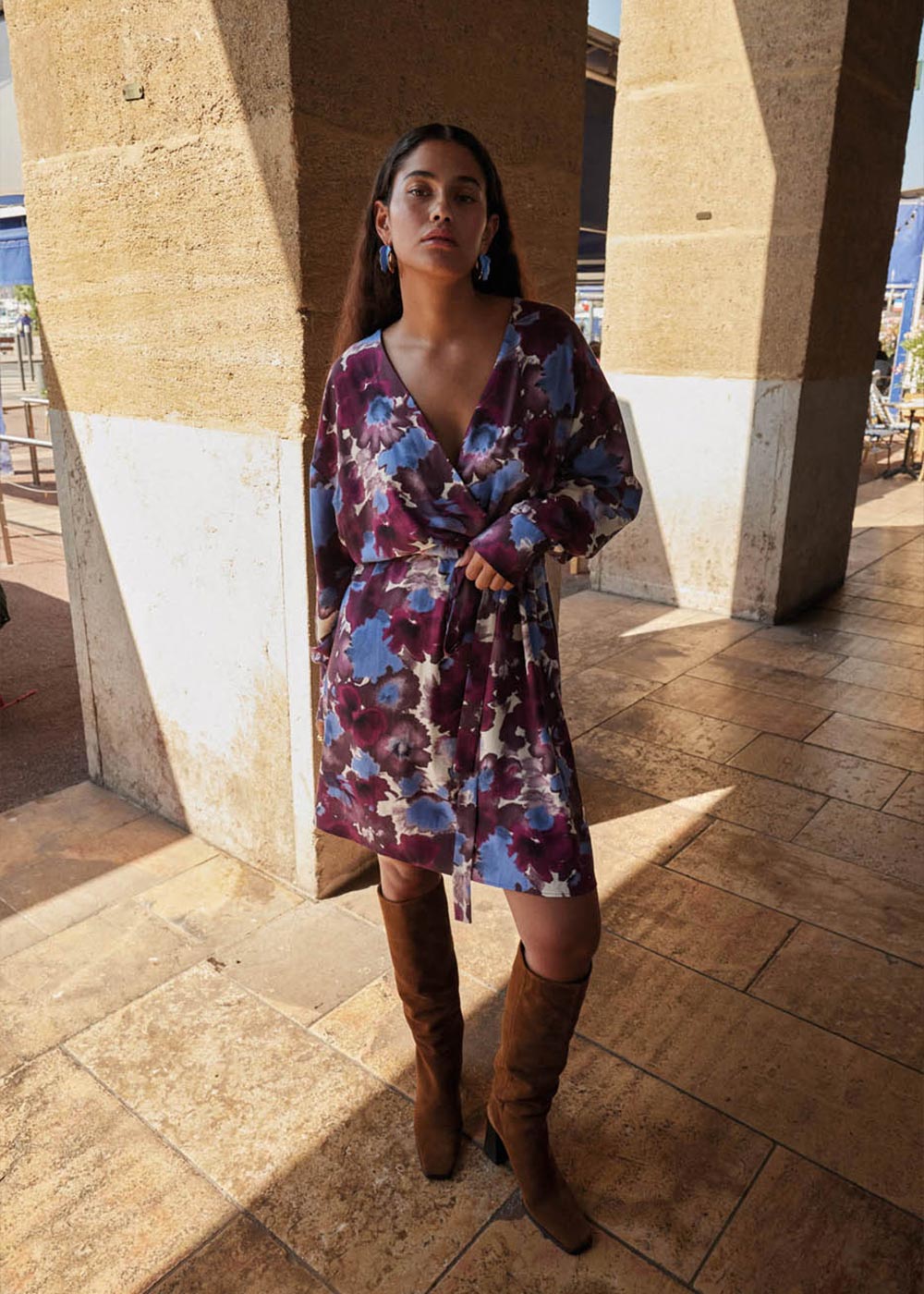 Printed V-neck dress - Sud Express - 6 - Sud Express