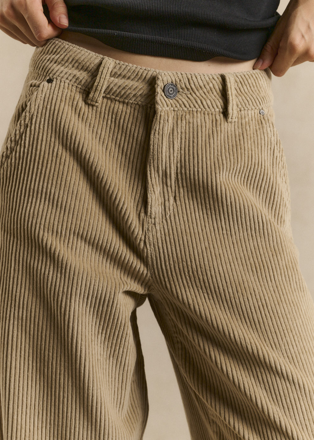 High-waisted cotton velvet wide-leg trousers - Sud Express - 5 - Sud Express