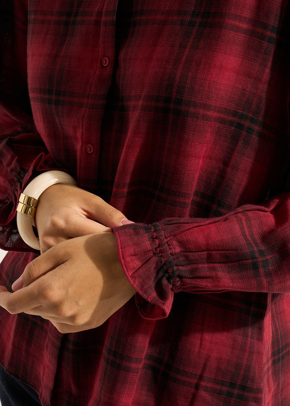 Loose tartan shirt with dropped shoulders - Sud Express - 4 - Sud Express