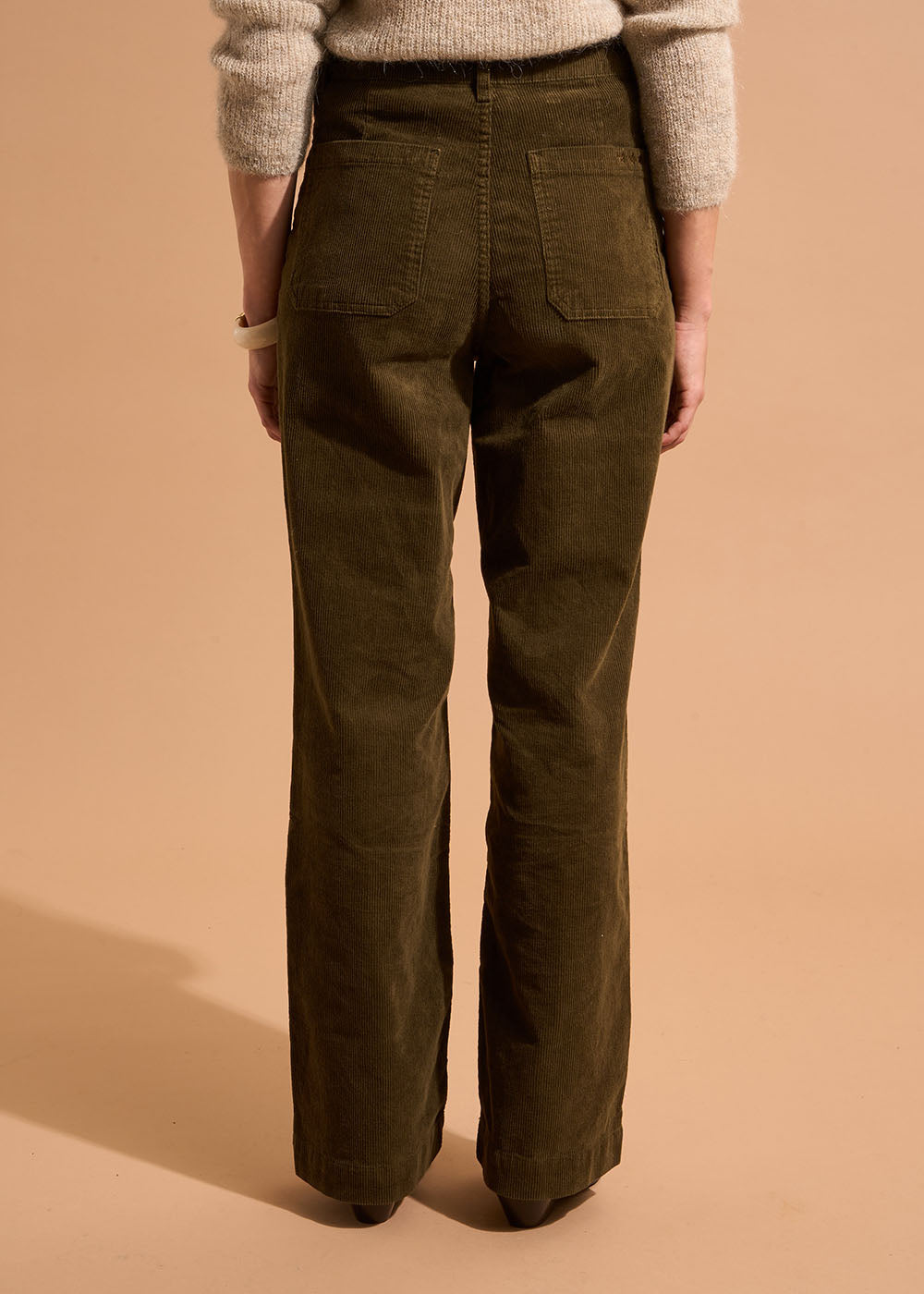 Wide-leg cotton velour trousers 700 high-waisted stripes - Sud Express - 3 - Sud Express