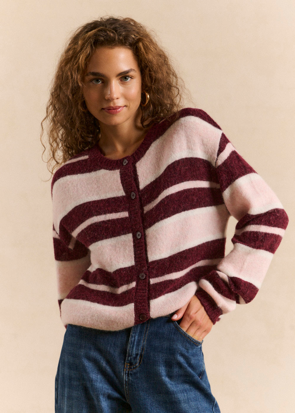 Striped round-neck cardigan - Sud Express - 4 - Sud Express