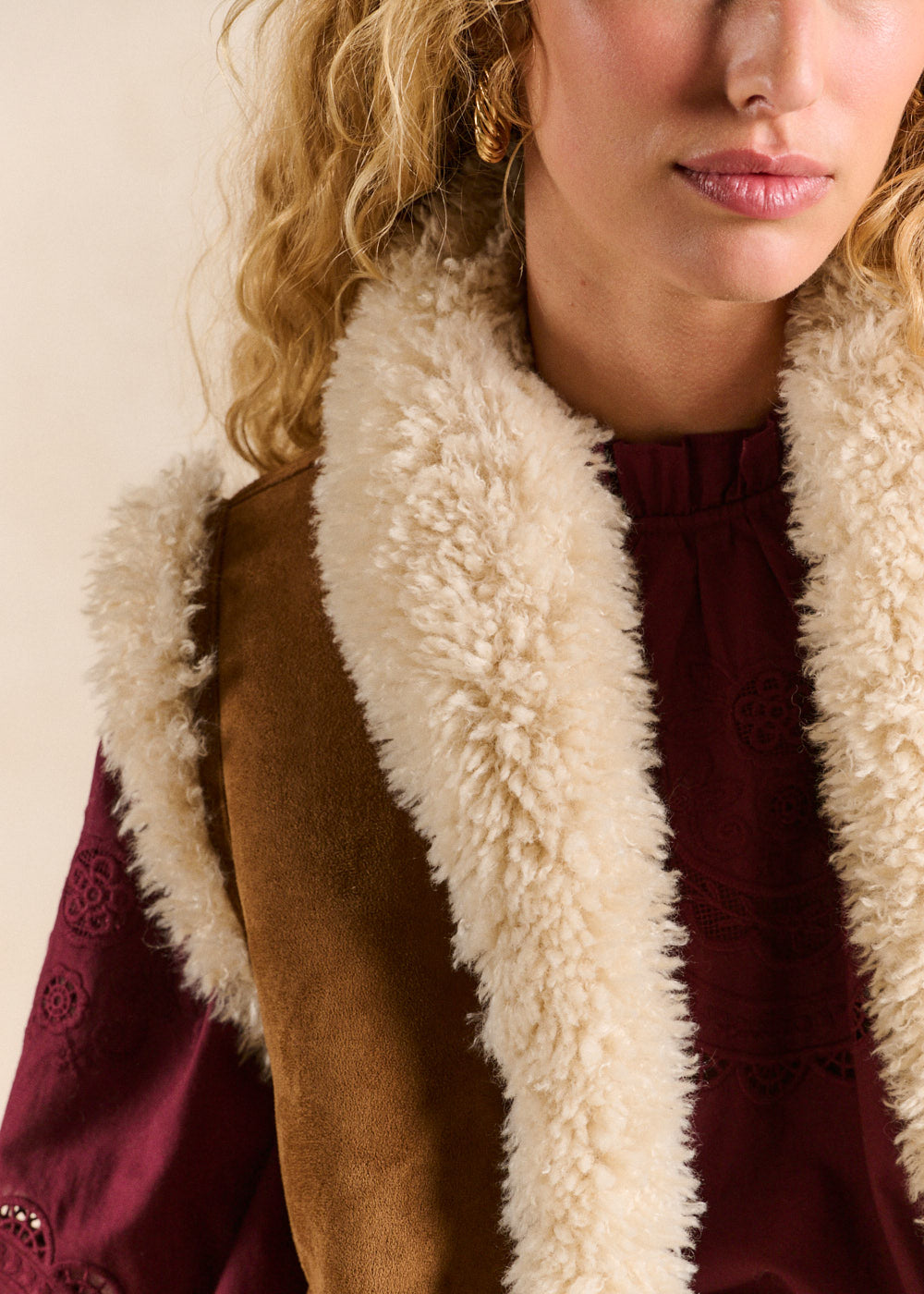 GAKE Sleeveless waistcoat with a sheepskin-effect finish - 2 - Sud Express - Sud Express