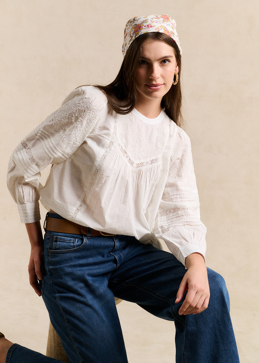 TALLIA Embroidered cotton voile blouse - 1 - Sud Express - Sud Express