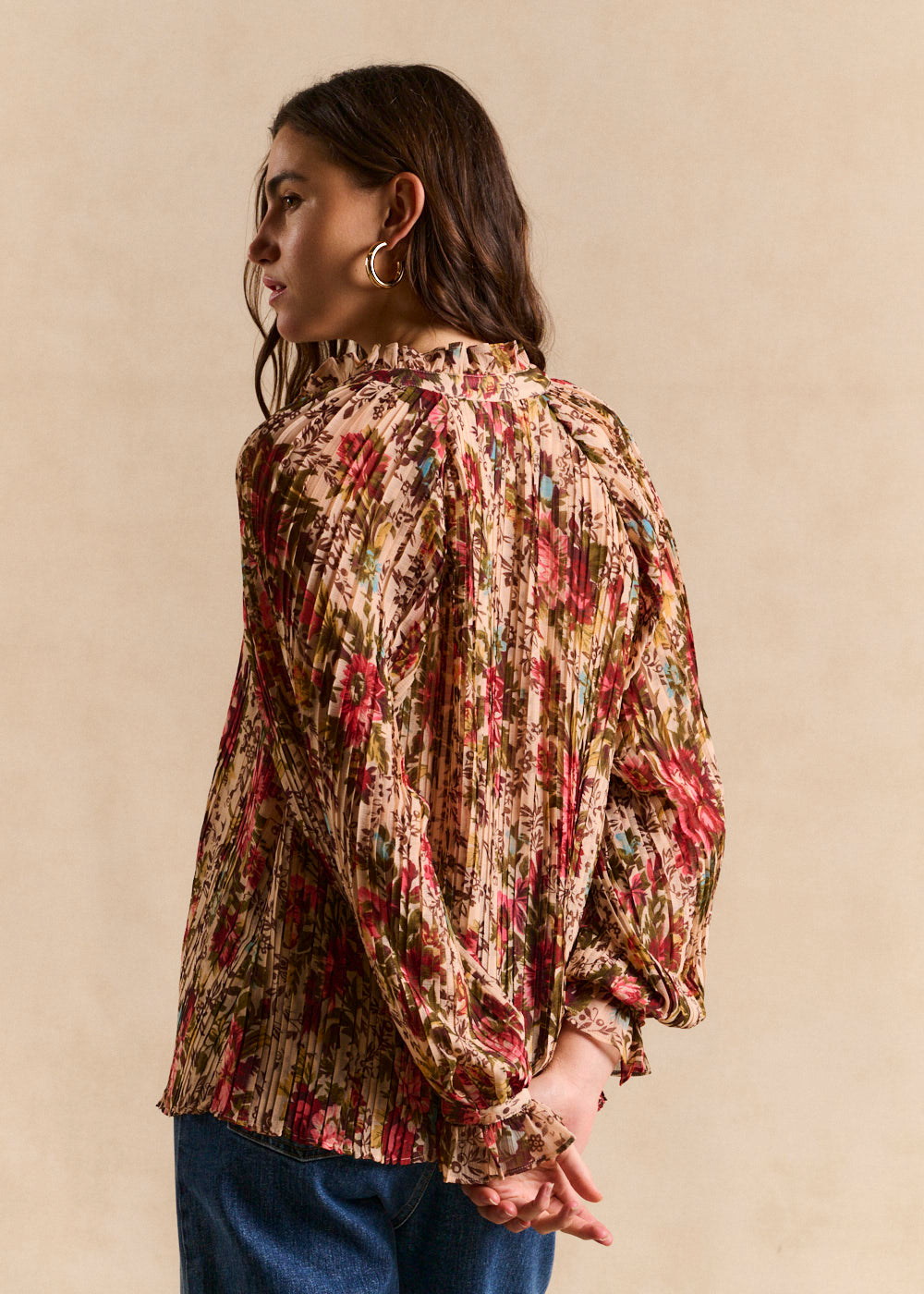 Floral blouse with ruffled collar - Sud Express - 3 - Sud Express