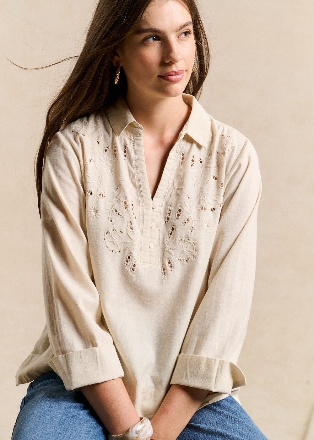 Embroidered Linen and Cotton Blouse - Sud Express - 5 - Sud Express