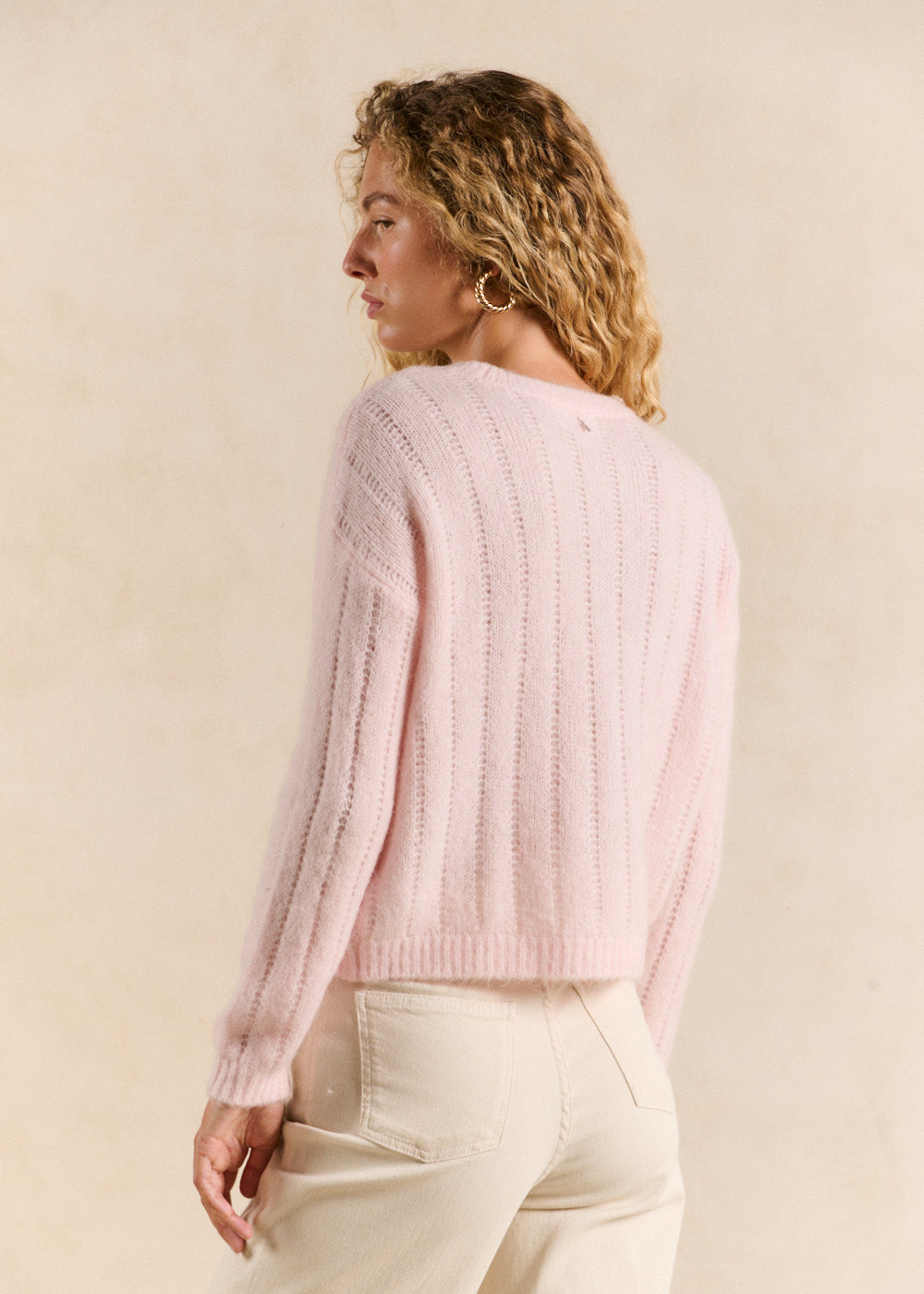 Openwork-knit round-neck jumper - Sud Express - 3 - Sud Express