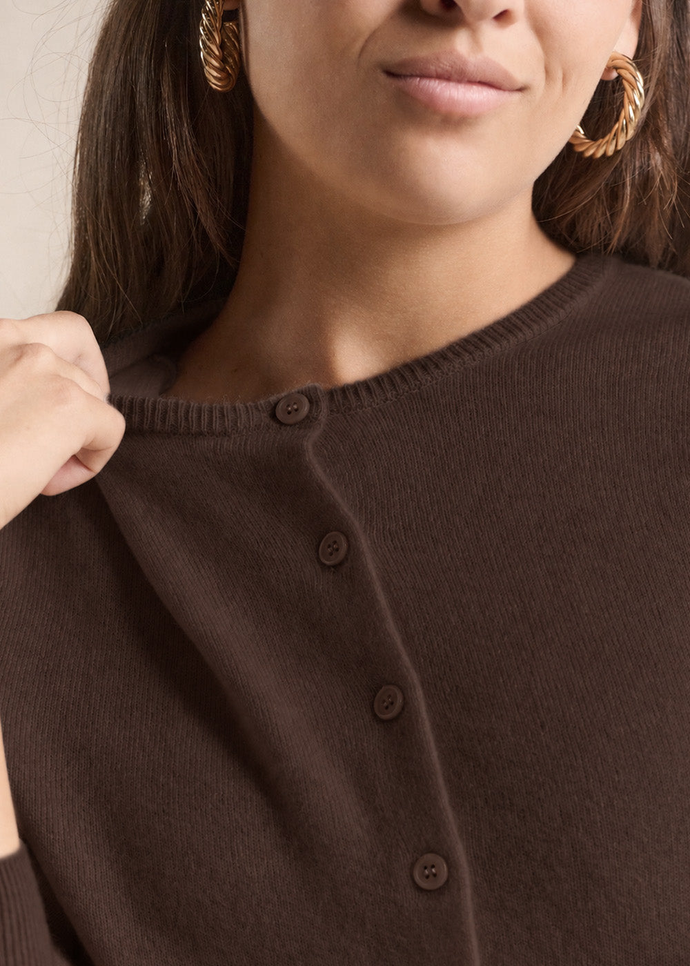 Buttoned cashmere cardigan, straight cut - Sud Express - 2 - Sud Express