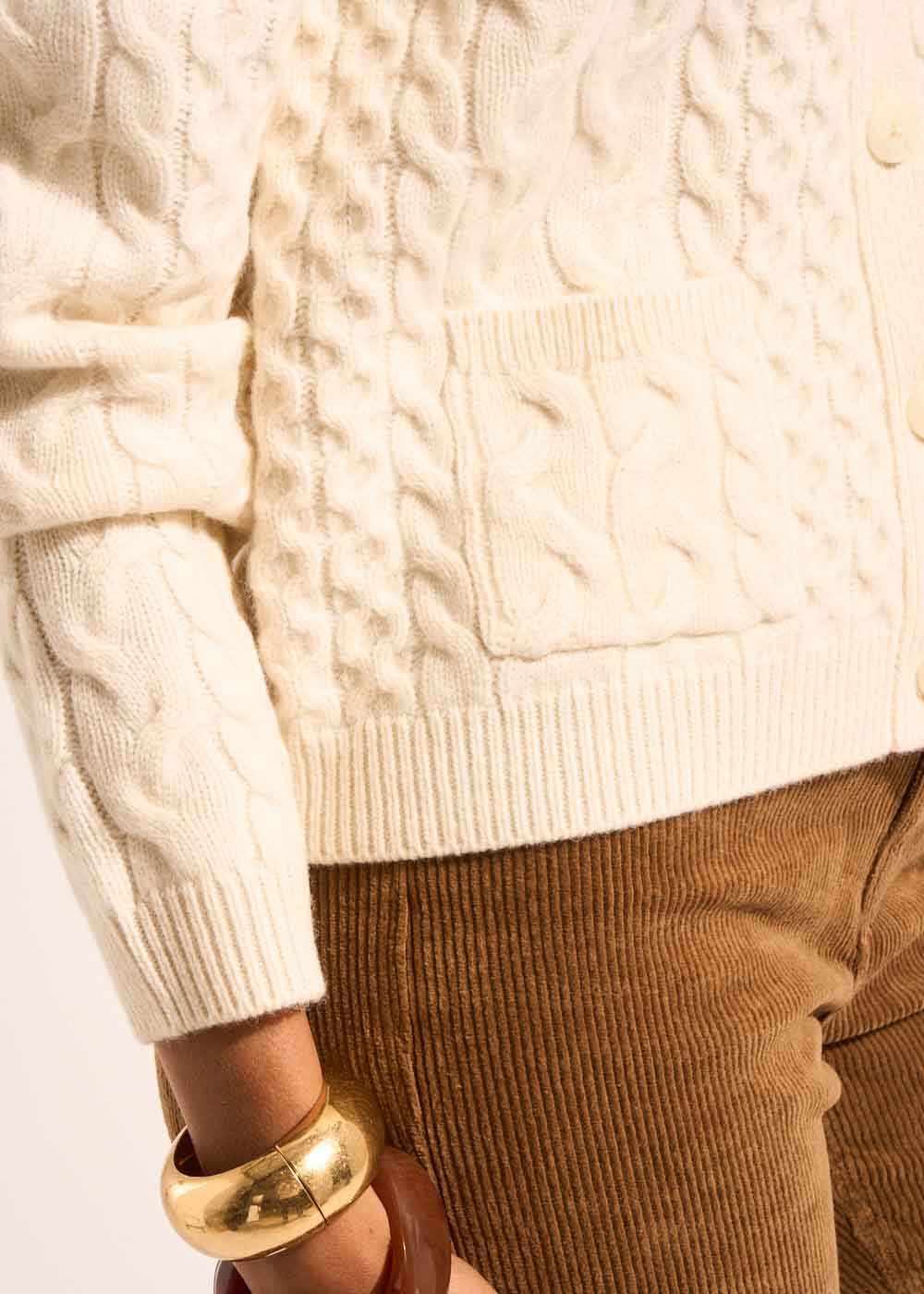 Twisted wool cardigan with patch pockets - Sud Express - 2 - Sud Express