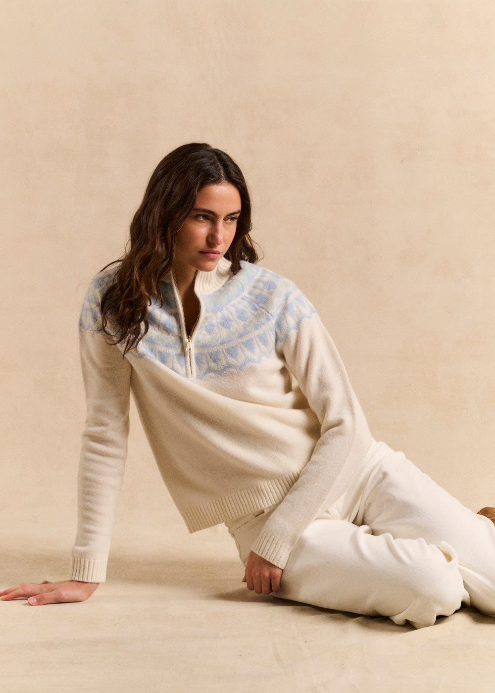 Jacquard wool zip-neck sweater - Sud Express - 5 - Sud Express