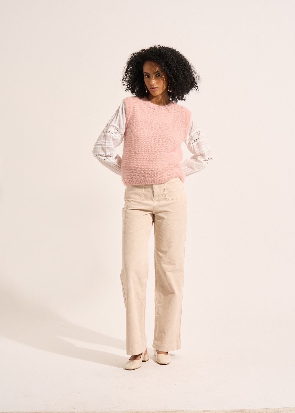 PACY Wide-leg cotton velour trousers 700 high-waisted stripes - 1 - Sud Express - Sud Express
