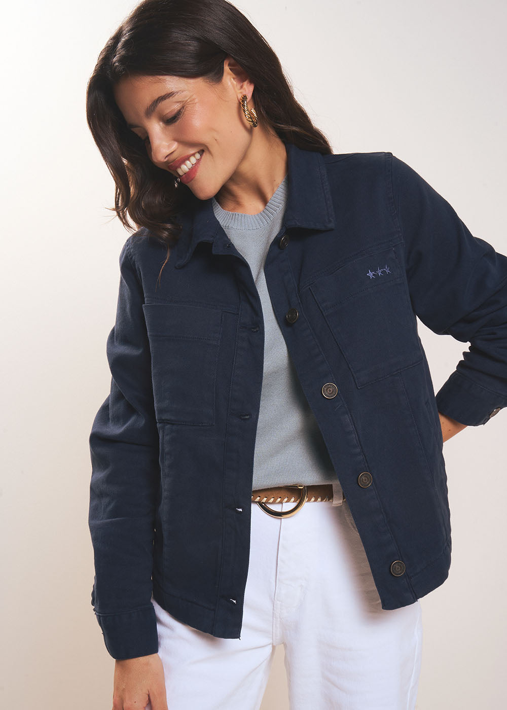 Shirt collar jacket with topstitching - Sud Express - 5 - Sud Express