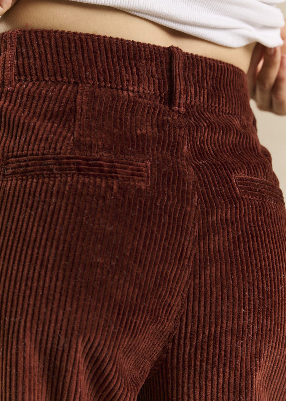High-waisted cotton velvet wide-leg trousers - Sud Express - 4 - Sud Express