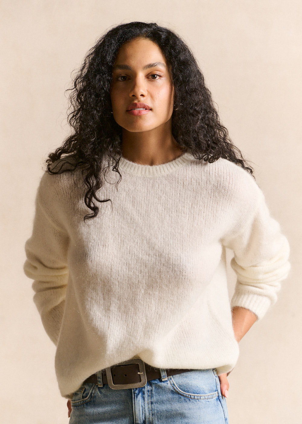 Round-neck mohair jumper with long sleeves - Sud Express - 1 - Sud Express
