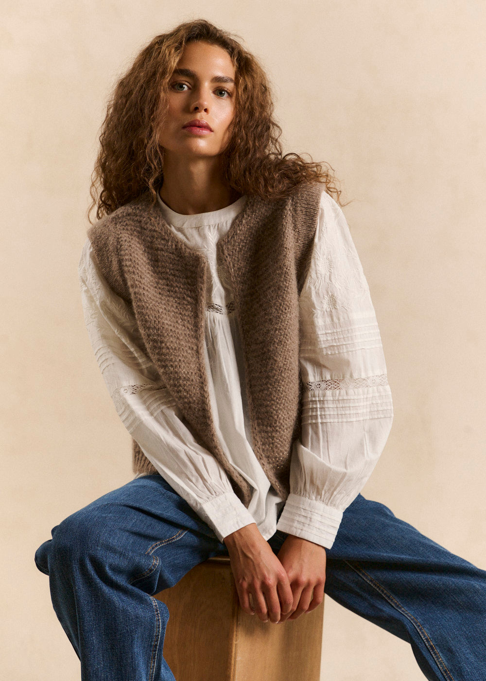 Cardigan sleeveless shorts in mohair - Sud Express - 1 - Sud Express