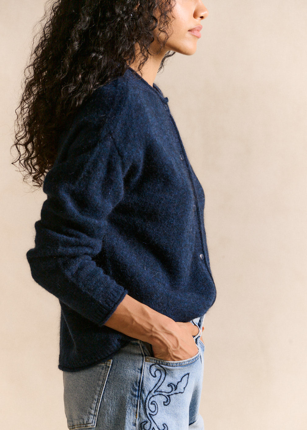 Round-neck mohair cardigan - Sud Express - 5 - Sud Express