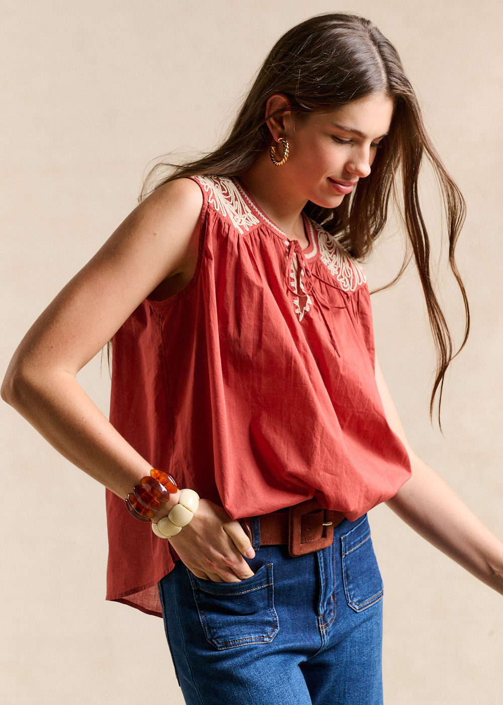 Embroidered Cotton Voile Top - Sud Express - 5 - Sud Express