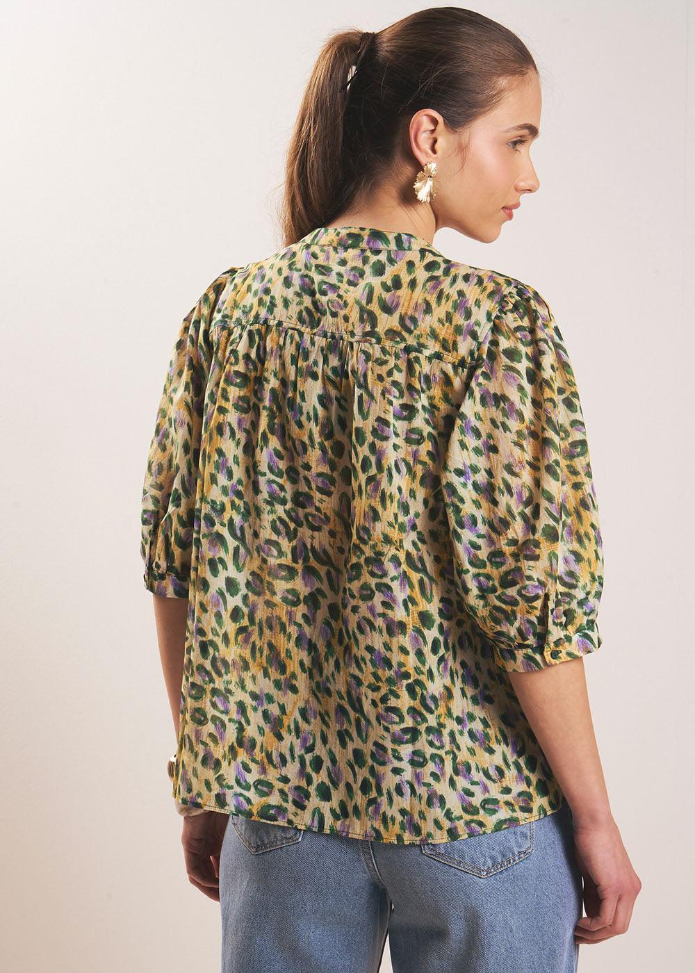 Leopard-print cotton blouse - Sud Express - 3 - Sud Express