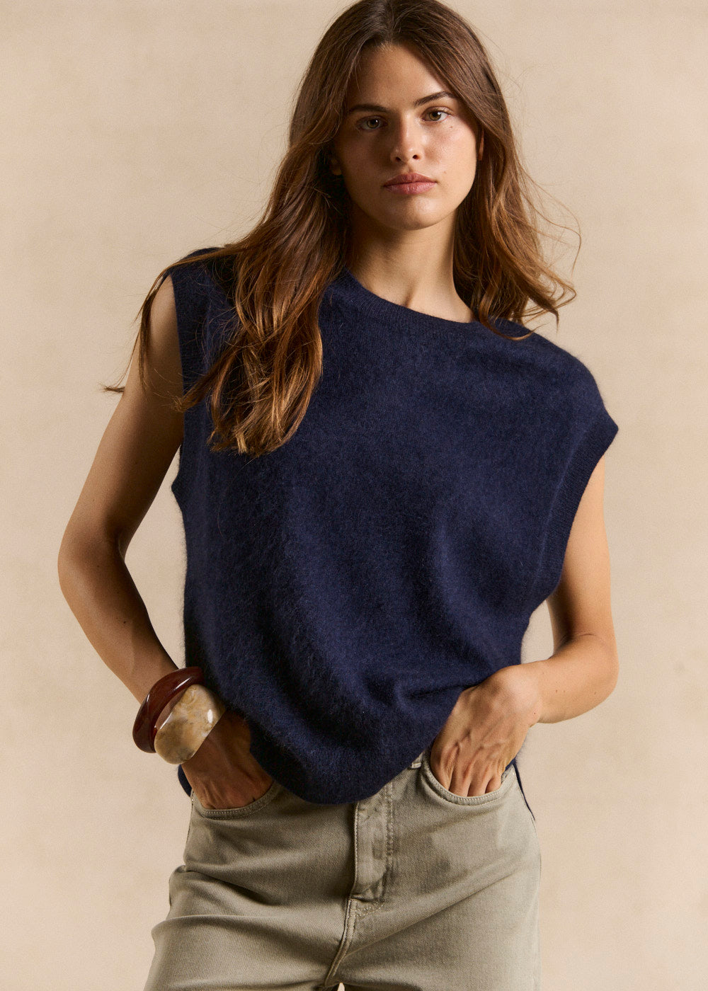 Loose sleeveless sweater in wool and cashmere - Sud Express - 1 - Sud Express