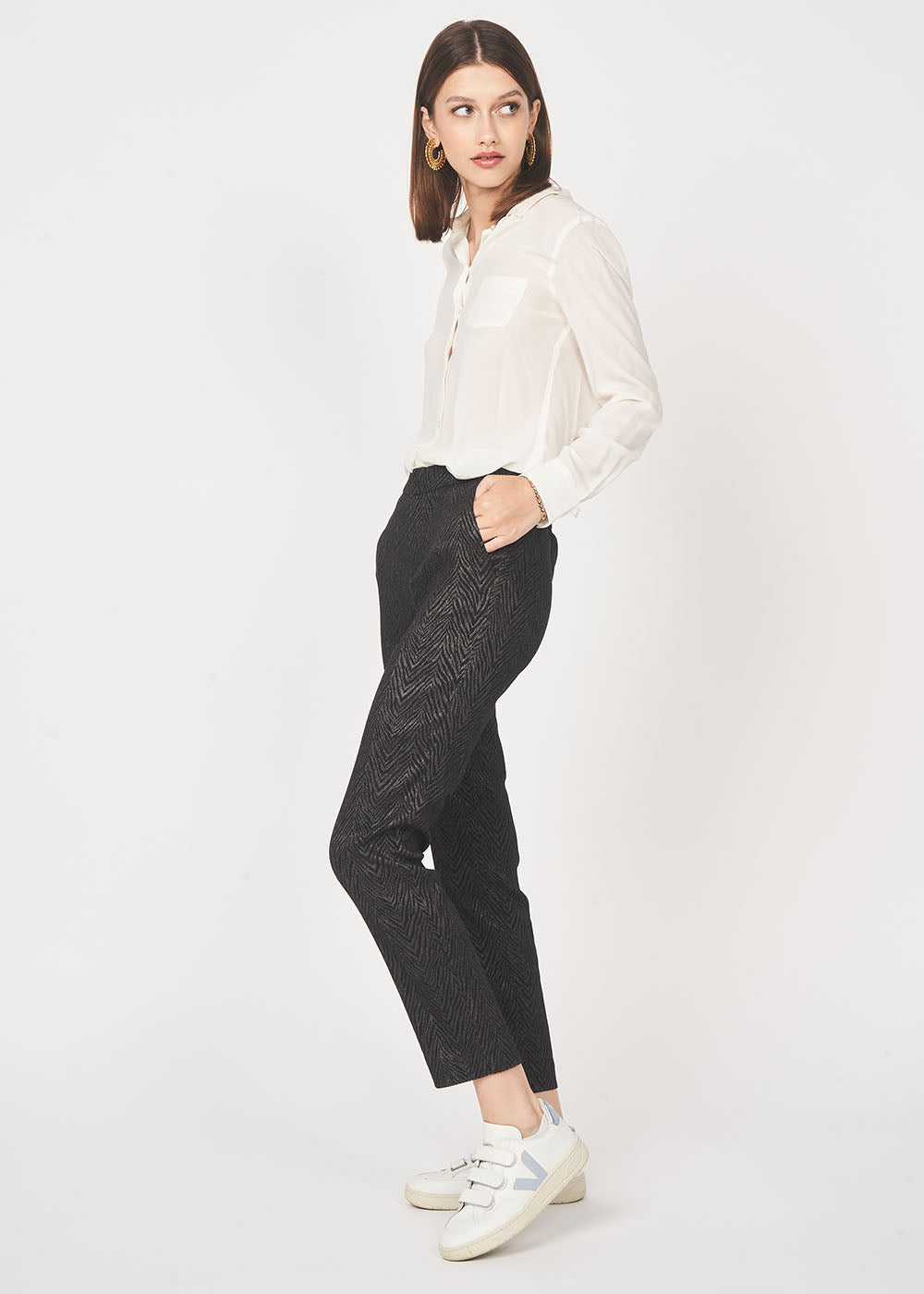 PINTI Tailored trousers in zebra jacquard - 2 - Sud Express - Sud Express