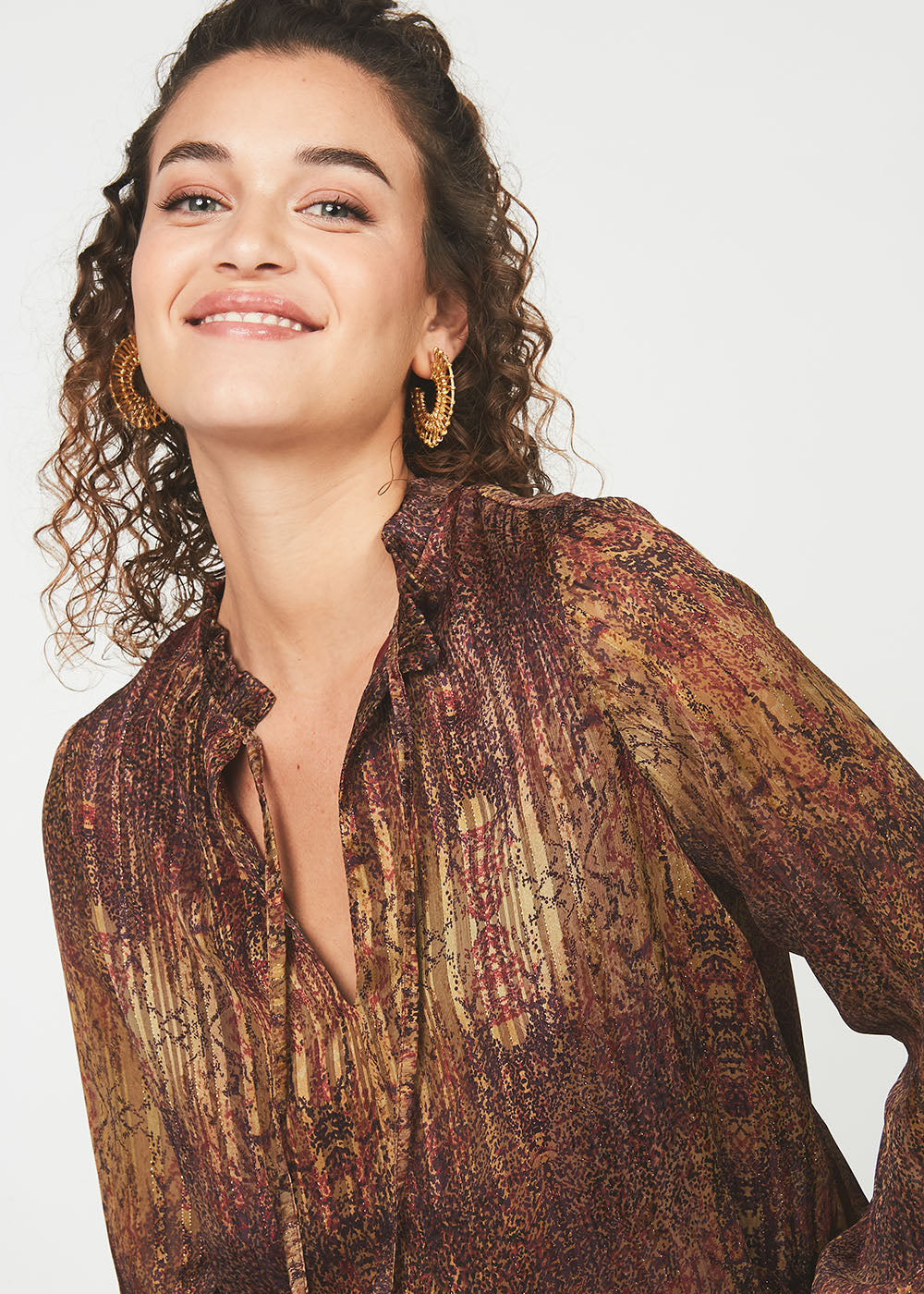 TOMTOM tunisian collar blouse with ruffle on the neckline - 2 - Sud Express - Sud Express