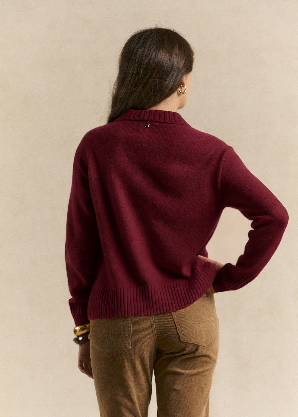 Ecru knitted polo-neck jumper - Sud Express - 3 - Sud Express
