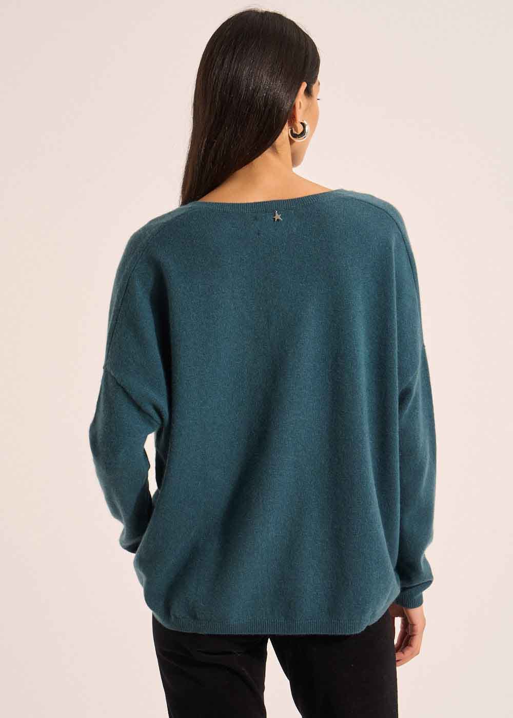 Cashmere V-neck sweater with long sleeves - Sud Express - 3 - Sud Express
