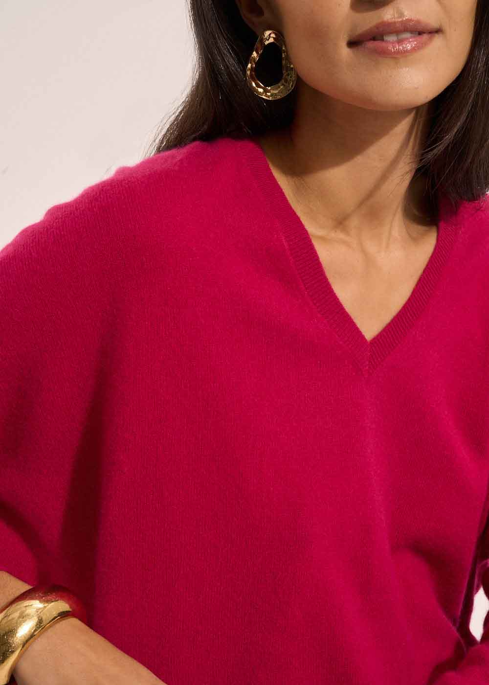 Cashmere V-neck sweater with long sleeves - Sud Express - 5 - Sud Express