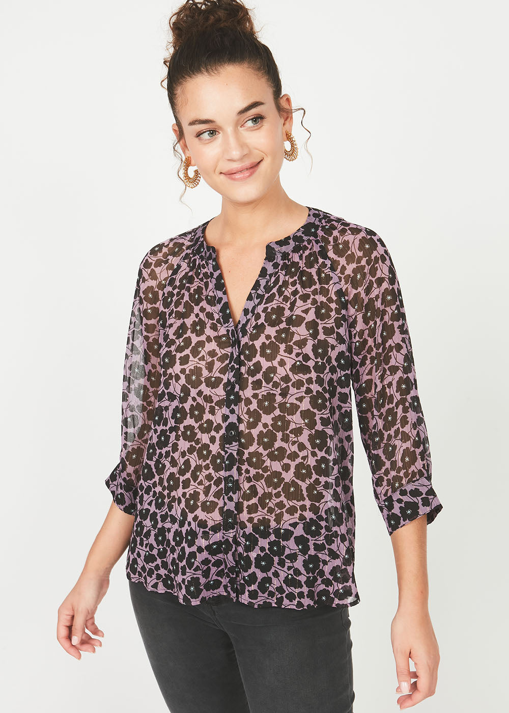 COXYLIA Shirt with 3/4 sleeves with print - 2 - Sud Express - Sud Express