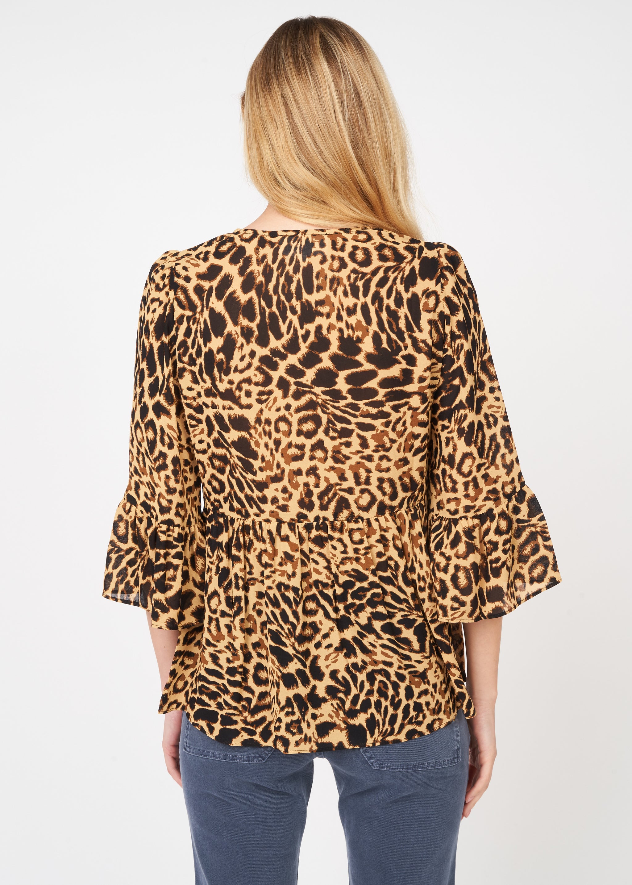 TIDA Printed V-neck top 3/4 sleeves - 1 - Sud Express - Sud Express