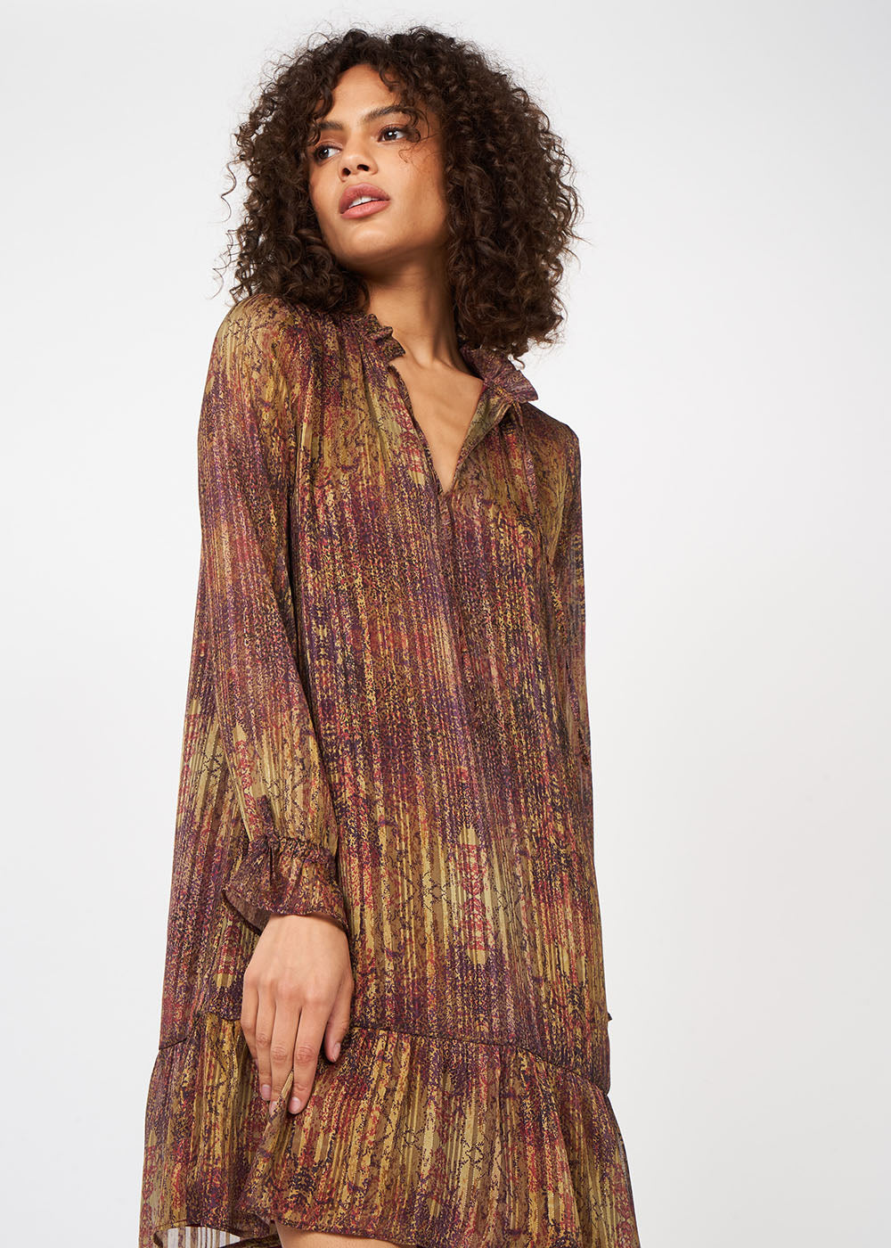 RANMA Short dress with V-neck and long sleeves - 2 - Sud Express - Sud Express
