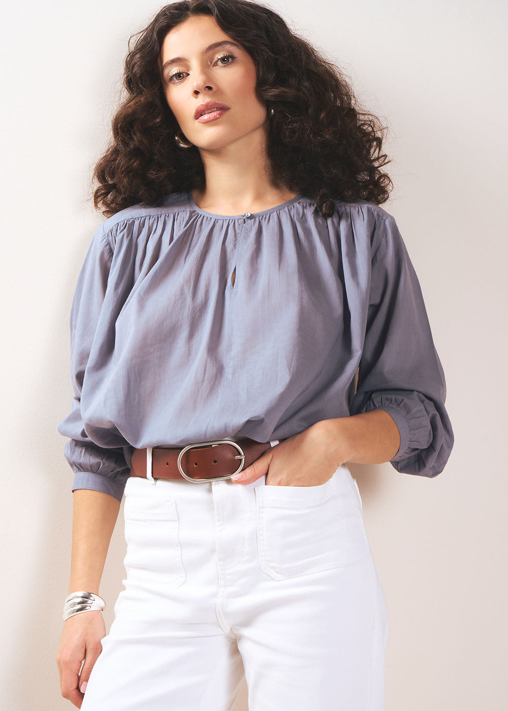 Lightweight cotton voile blouse - Sud Express - 5 - Sud Express