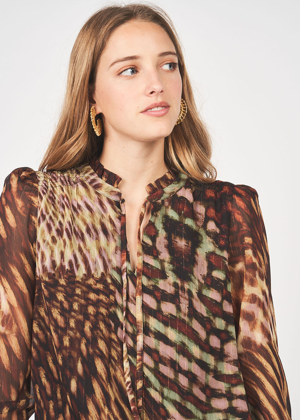 BABATA Long sleeve blouse with tunisian collar - 2 - Sud Express - Sud Express