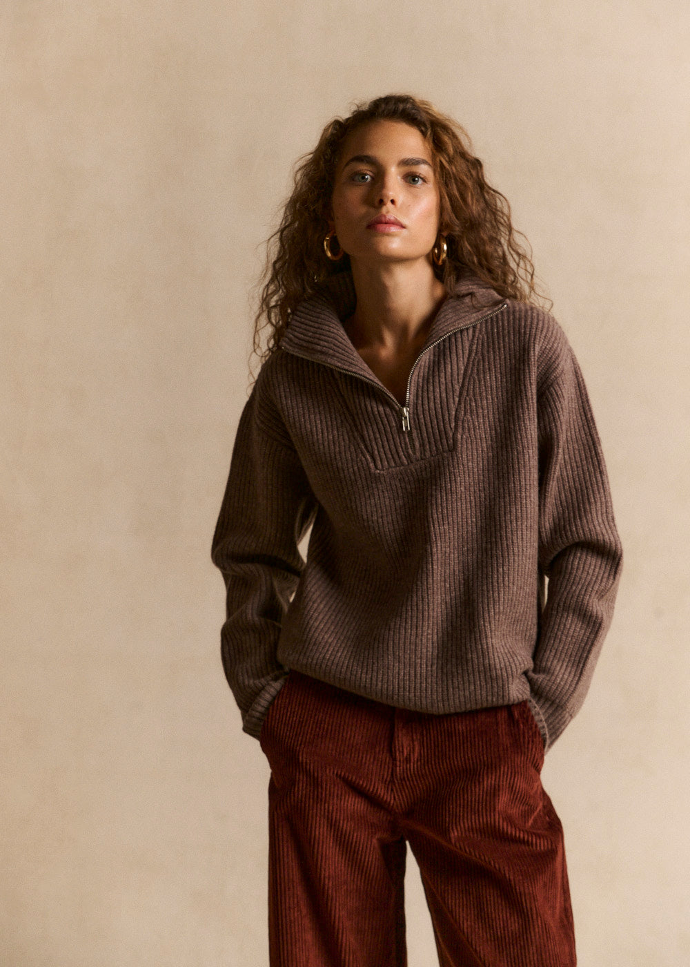 Zip-up trucker collar wool sweater - Sud Express - 5 - Sud Express