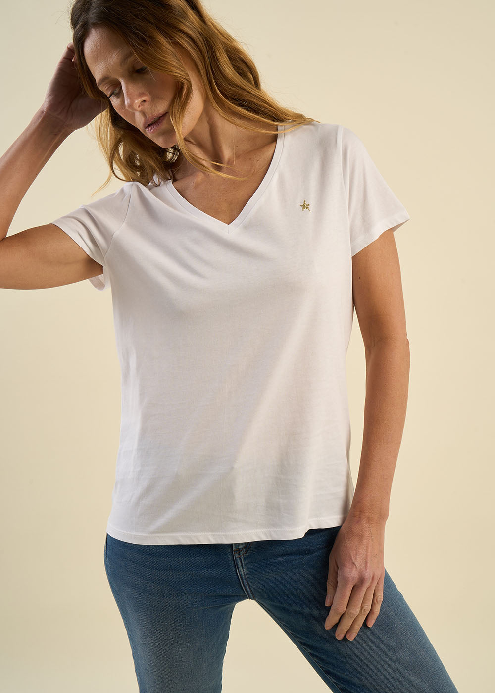 THELMA Cotton V-neck T-shirt - 2 - Sud Express - Sud Express