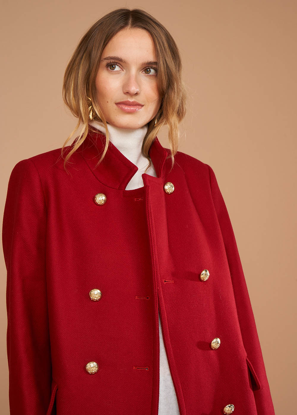 MALEKA  Mid-length woolen cloth peacoat - 2 - Sud Express - Sud Express