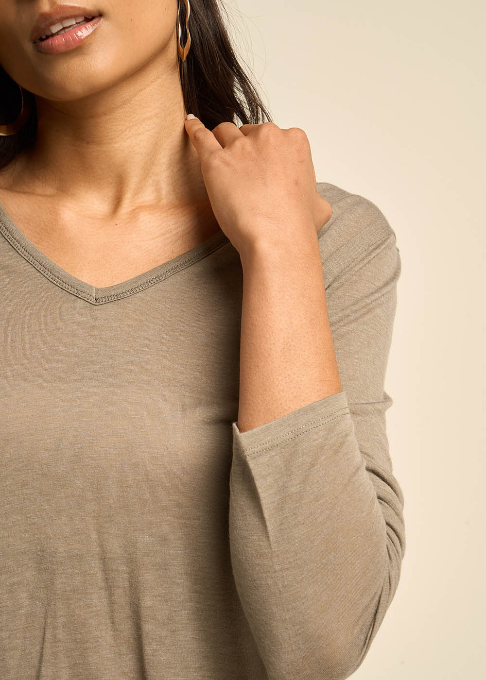 TASSINA V-neck and 3/4-sleeve tee-shirt in wool voile - 2 - Sud Express - Sud Express
