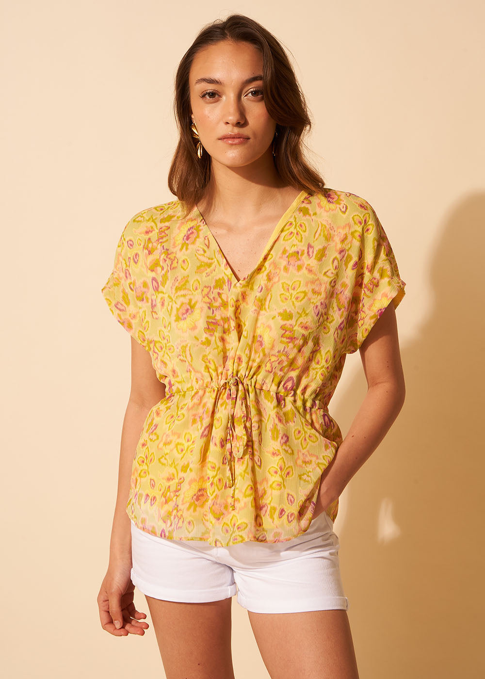 TWILLY Short sleeve V-neck top - 3 - Sud Express - Sud Express