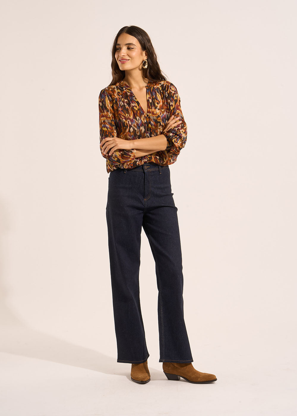 CLARA Wide-leg high-waisted jeans - 1 - Sud Express - Sud Express